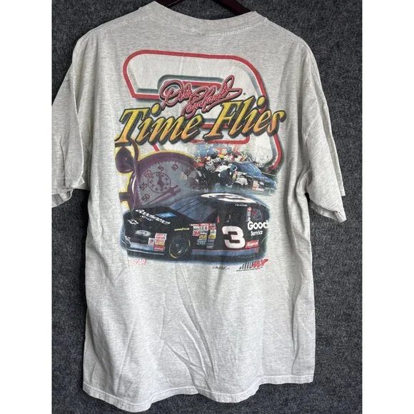 Dale Earnhardt Time Flies NASCAR T-Shirt XL Competitors View Gray Cotton Blend - Picture 6 of 8